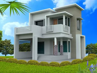 Modern House Exterior Low-poly 3D model
