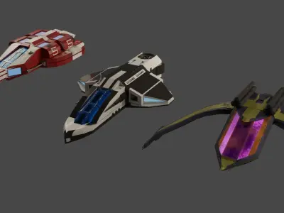 Low Poly Fighter Space Ship Low-poly 3D model