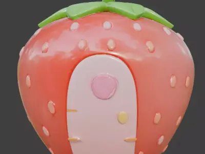 Aesthetic Strawberry House 3D Model Low-poly 3D model