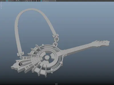 Golden Guitar Bass Music band player Guitarist sci-fi fantasy 3D model