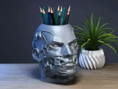 Robot human pen holder Cyborg pen holder 3D print model