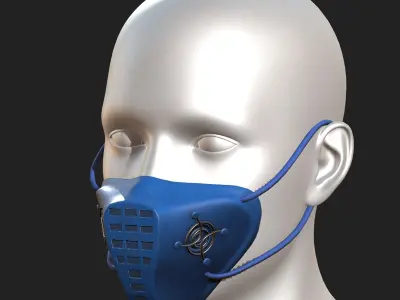 Gas mask respirator plastic blue protection  Low-poly 3D model