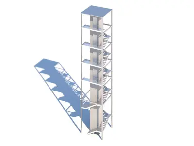 Staircase with Elevator Free 3D model