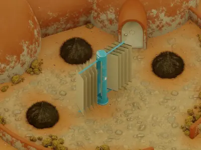 Mars Frontier Scene Low-poly 3D model