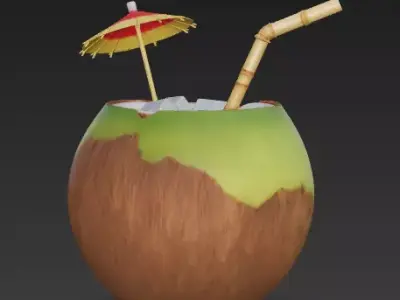 Tropical Chill Coconut Drink 3D Model Low-poly 3D model