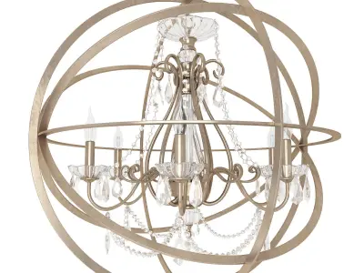 Golden Chandelier Foucault Style 3D model