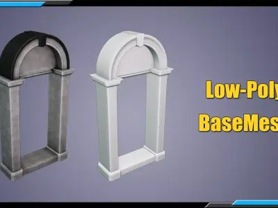 Building Architecture Element Textured Base Mesh 02 Free low-poly 3D model