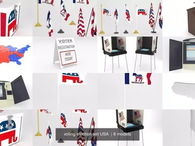 voting election set USA  3D Model Pack
