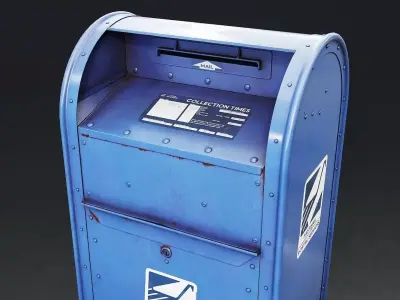 Blue Mailbox Low-poly 3D model