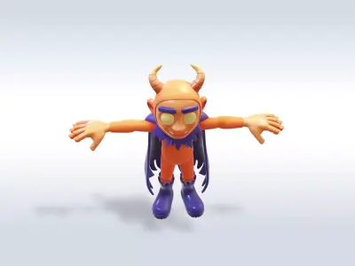 Cheerful Pumpkin evil Boy Halloween Character 3D model