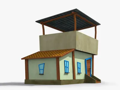 Cartoon House d Low-poly 3D model