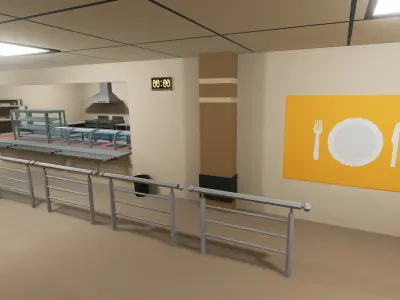 School Dining Room Low-poly 3D model