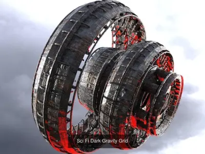 Alien sci fi Rings Collection 3D Model Pack