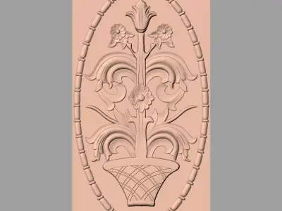 Bed door flower 3D relief STL model for CNC engraving E546 3D model