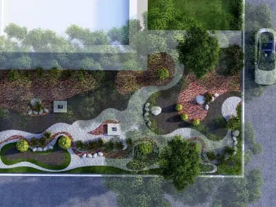 fantasy landscape flower garden 3d Model 3D model