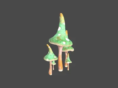 Fantasy Mushroom G09 Green Orange - Scene Backdrop Design Low-poly 3D model