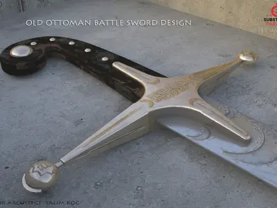 steel sword 3D model Low-poly 3D model