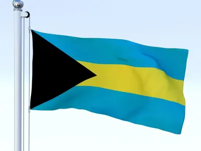 Animated Bahamas Flag Low-poly 3D model