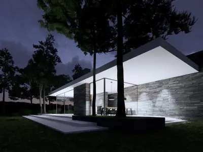 Modern House Exterior Scene 3D model purchase