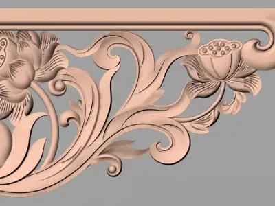 Furniture decorative corner flower 3D STL model for CNC E868 3D model