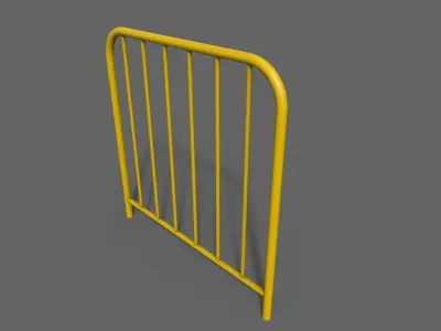 PBR Pedestrian Guard Rail Yellow V2 Low-poly 3D model