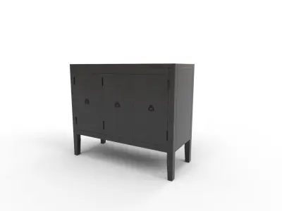 TallSolidWood Door Accent Cabinet 3D model