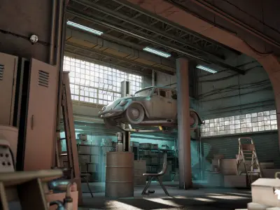 Garage Warehouse  Low-poly 3D model