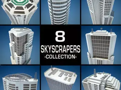 8 Skyscrapers 1 tall building 3D model