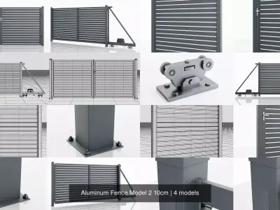 Aluminum Fence Model 2 10cm 3D Model Pack