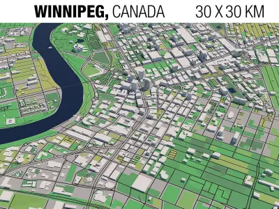 Winnipeg Manitoba Canada 30x30km 3D City Map 3D model