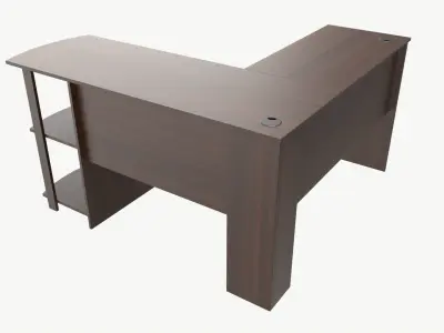 L-shape Desk with Side Bookshelves 3D model