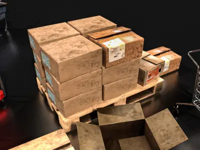 36 Warehouse Props Low-poly 3D model