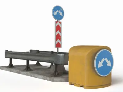 Road safety barrier Low-poly 3D model