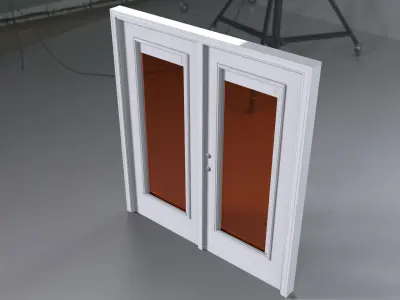 White Animated Door 3D Model VR Low-poly 3D model