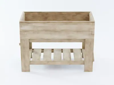 Wooden planter Low-poly 3D model