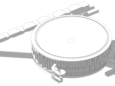 Soviet Modernist Market Building on Pecherska Square in Kyiv 3D model