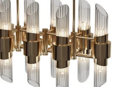 Tycho modern chandelier in brass and clear glass 3D model