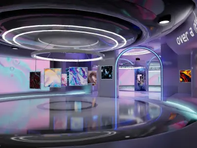 Futuristic Art Room Low-poly 3D model