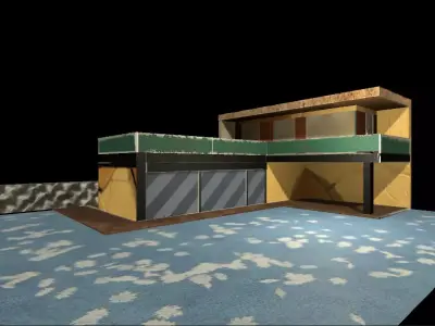 Low Poly Realistic Villa room with window and door Low-poly 3D model