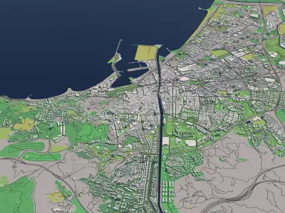 Malaga Spain 30x30km City Map 3D model