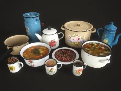 Enamel tableware set