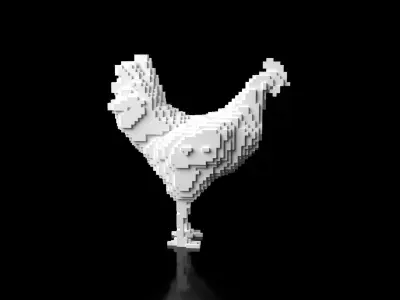 Chiken Minecraft Voxel Low-poly 3D model