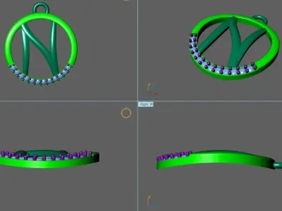 Initial Letter Pendant N 3D print model