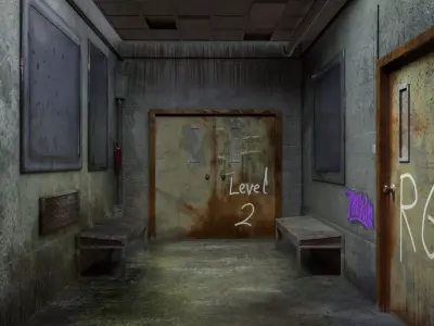 Old corridor level-1 Low-poly 3D model