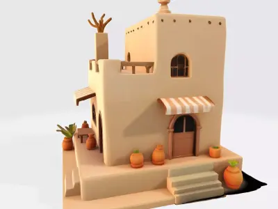 Desert Oasis Home 3D Model  3D print model