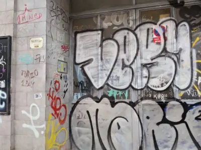 Street Corner House Entrance with Graffiti 3D model