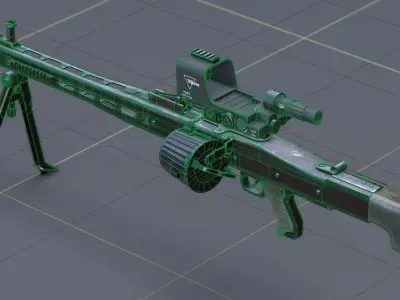 Modernized WW2 MG-42 BoneSaw Low-poly 3D model
