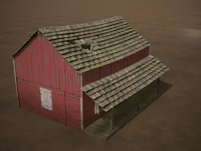 Barn Cattle Shed Farm Shelter Village Farmhouse 2 Low-poly 3D model