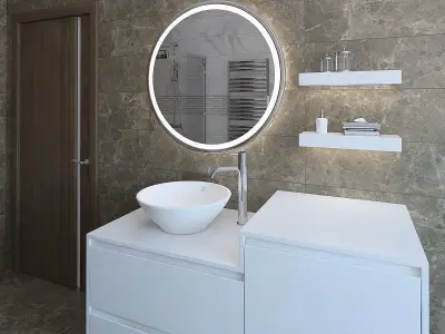 Cozy bathroom with dark tiles 3D model