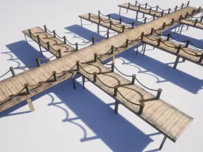 wooden pier - Game Ready - AR VR Low-poly 3D model